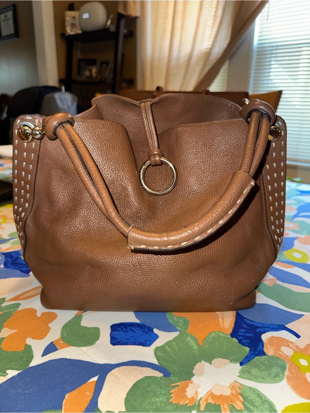 BCBGMAXAZRIA Classic Brown Leather Tote Handbag